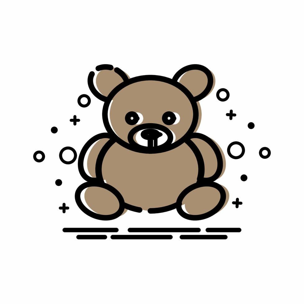 teddybeer pictogram kleurrijke stijl vector