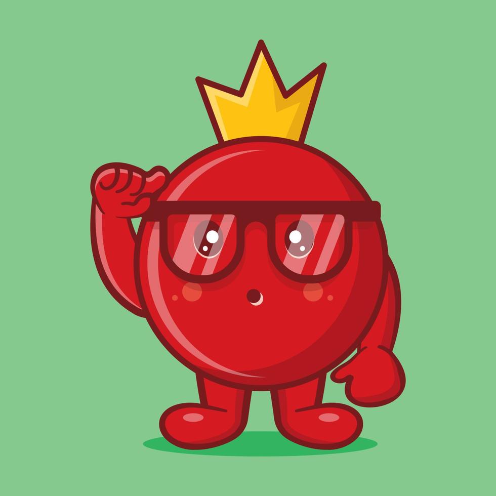 geniale granaat fruit mascotte geïsoleerde cartoon in vlakke stijl vector