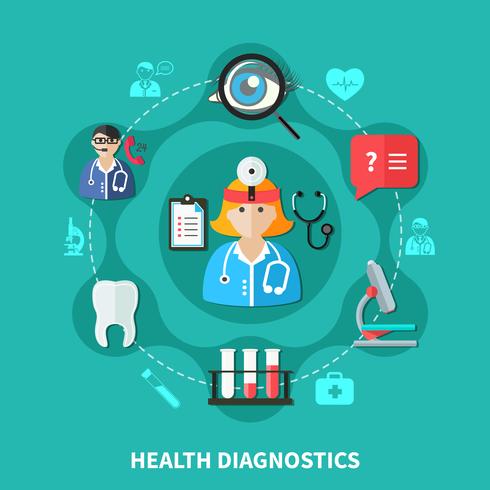 gezondheidsdiagnostiek vlak rond ontwerp vector