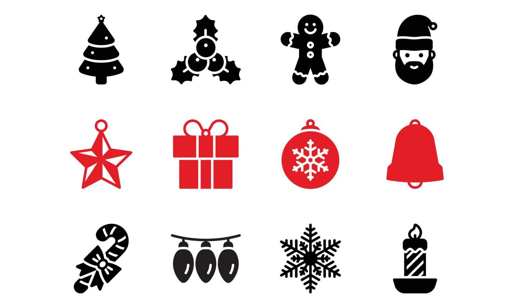 kerstmis pictogrammenset in glyph-stijl vol 1 vector