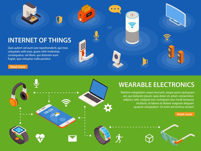 Internet Of Things 2 isometrische banners vector