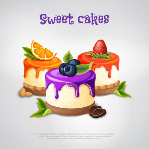 Sweet Cakes-samenstelling vector