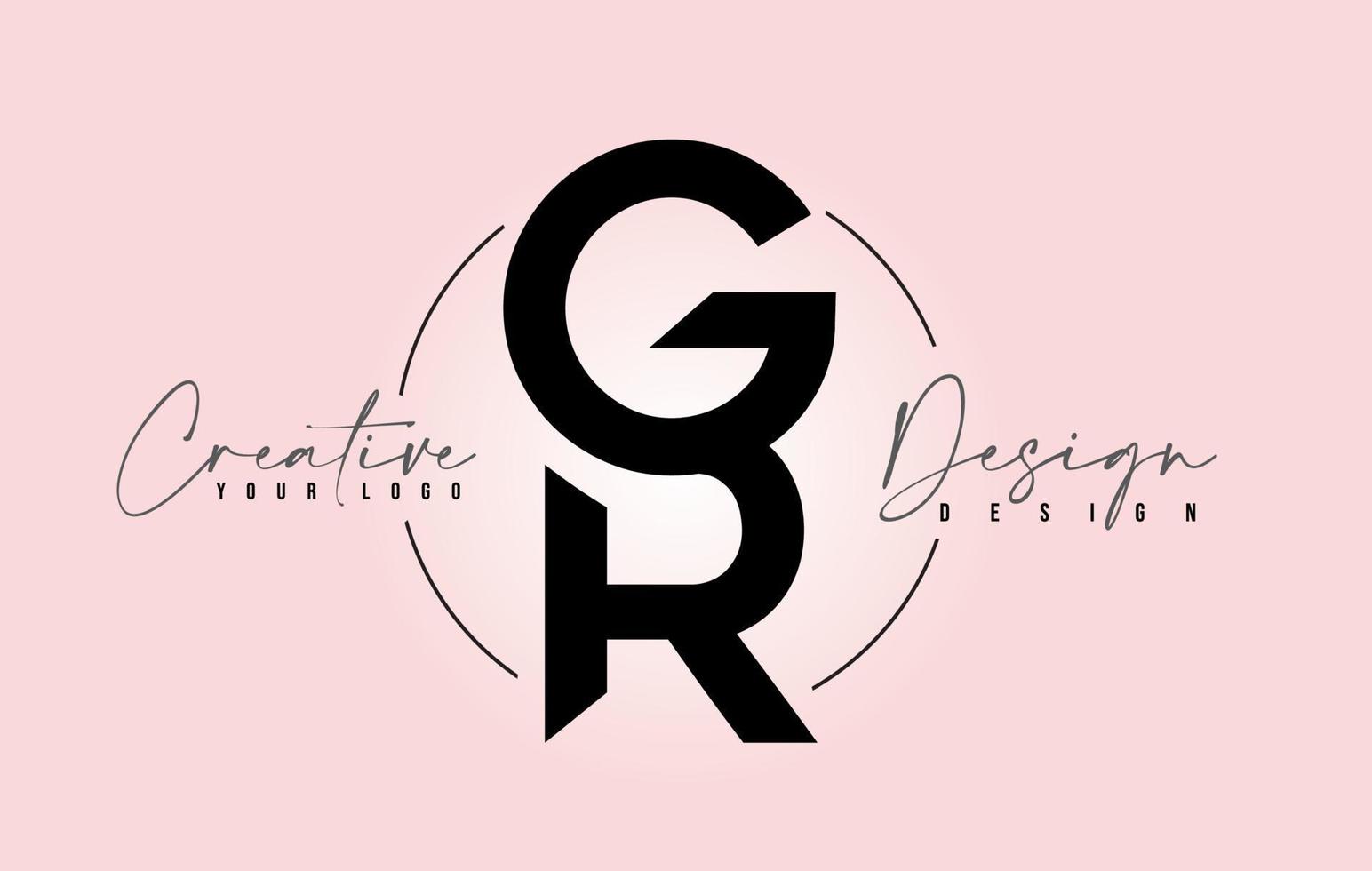 gr brief ontwerp pictogram logo met letters één op elkaar vector. vector