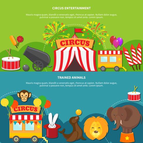 Circus entertainment horizontale banner vector