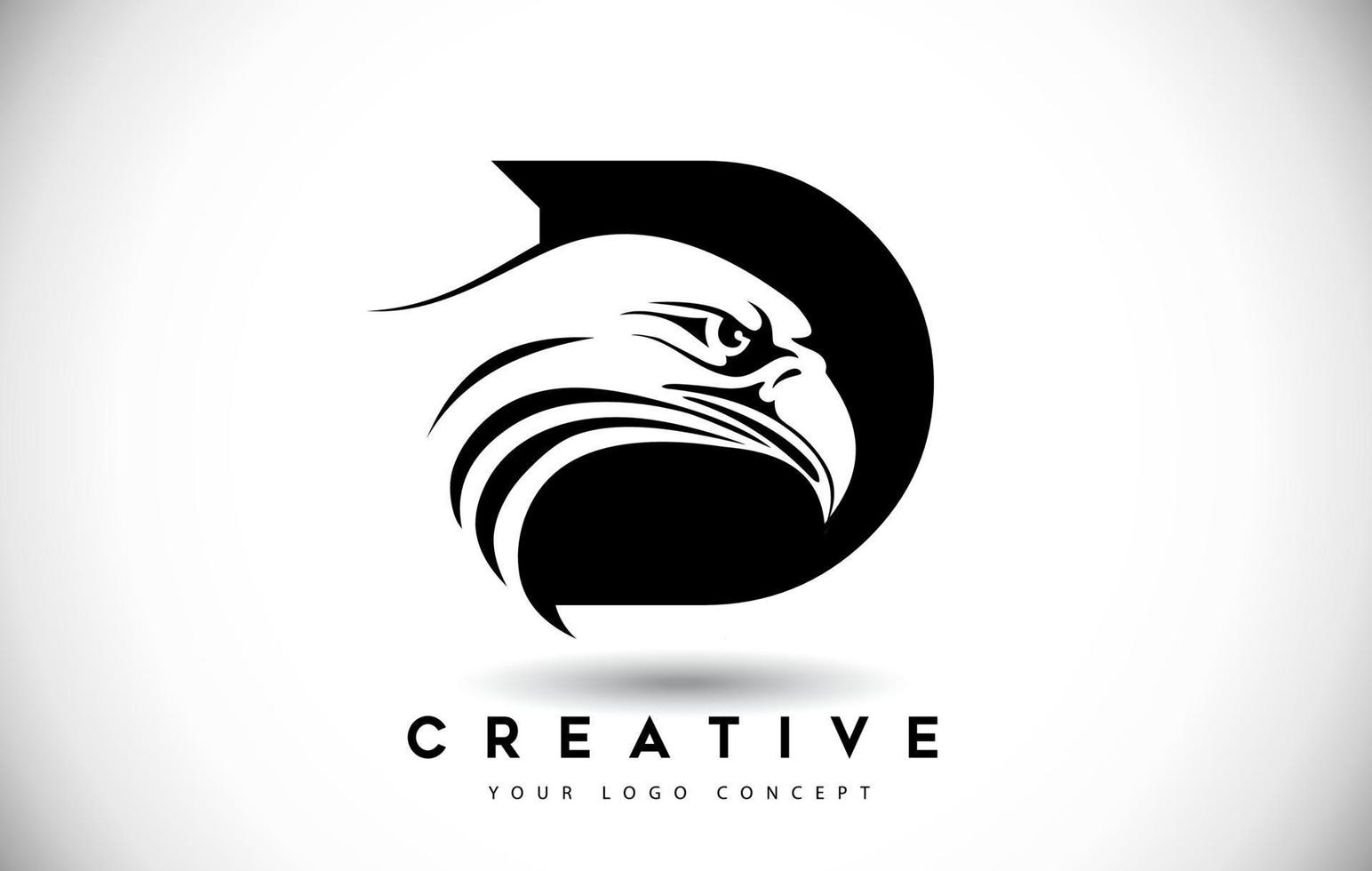 letter d eagle-logo met creatieve adelaar hoofd vectorillustratie. vector