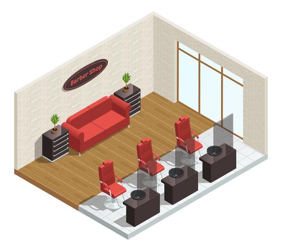 Barber Shop isometrische interieur vector