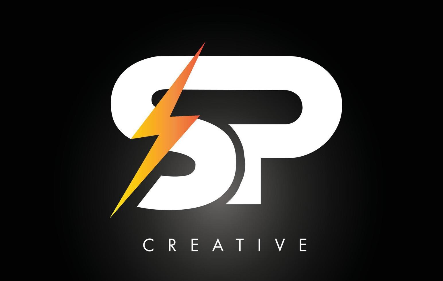 sp letter logo-ontwerp met bliksemschicht. elektrische bout letter logo vector