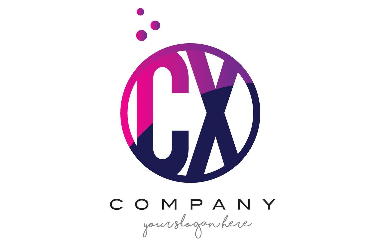 cx cx cirkel letter logo-ontwerp met paarse stippen bubbels vector