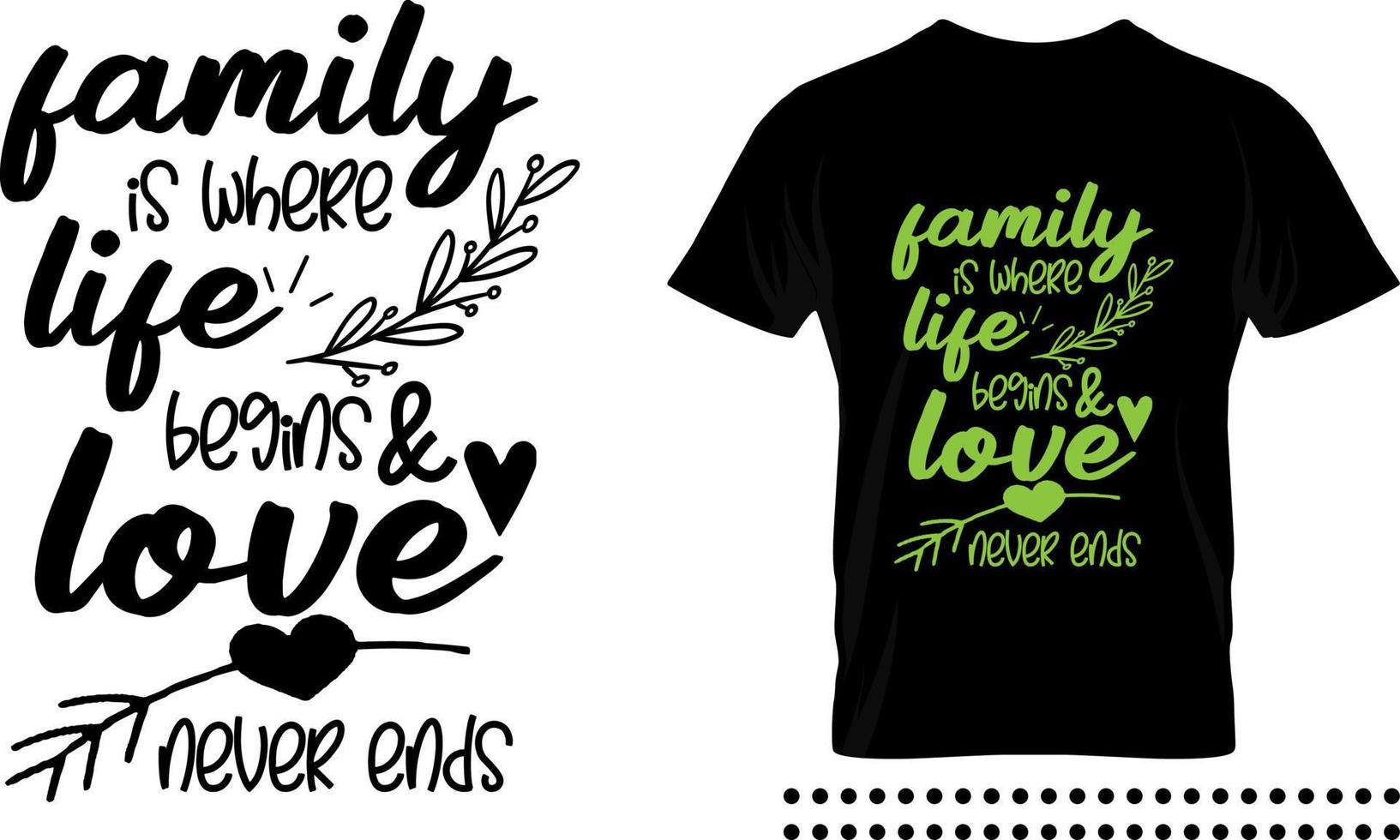 familie liefde citaat typografie print design. familie is waar het leven begint en liefde eindigt nooit vectorcitaat vector