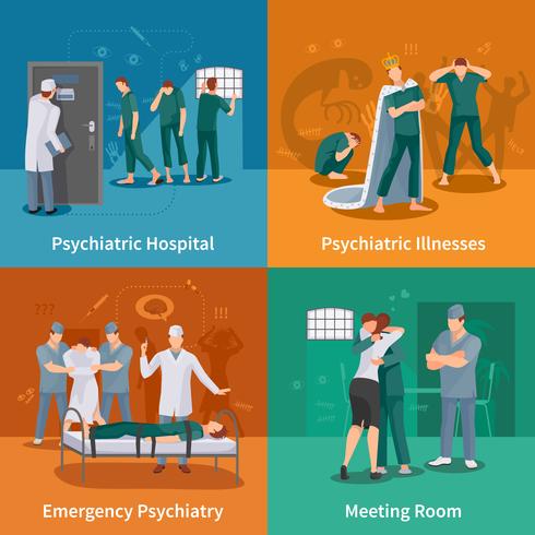 Psychiatrische ziekten Concept Icons Set vector