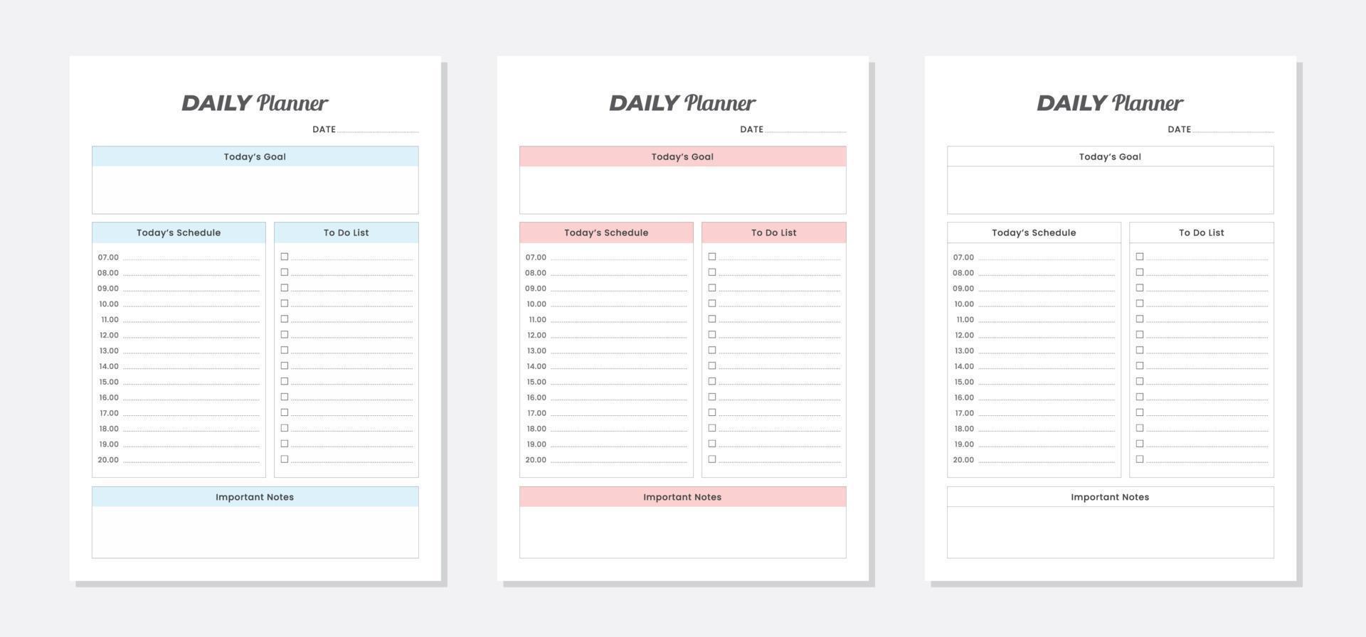 dagelijkse planner sjabloonontwerp vector