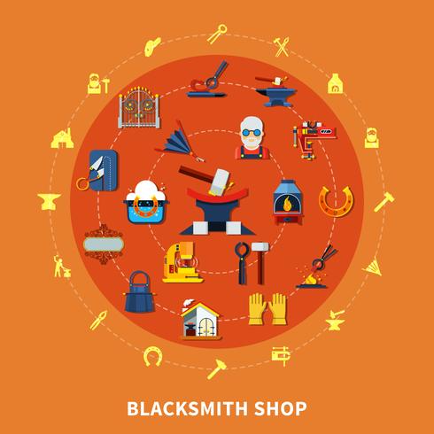 Blacksmith Shop tekent samenstelling vector