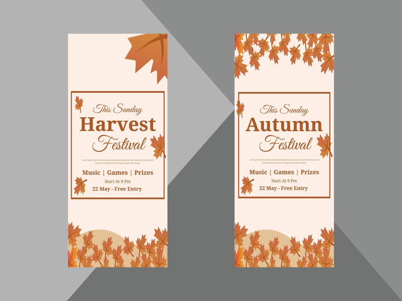 herfst festival roll-up banner ontwerpsjabloon. herfst herfst festival poster folder ontwerpsjabloon. omslag, oprolbanner, poster, drukklaar vector