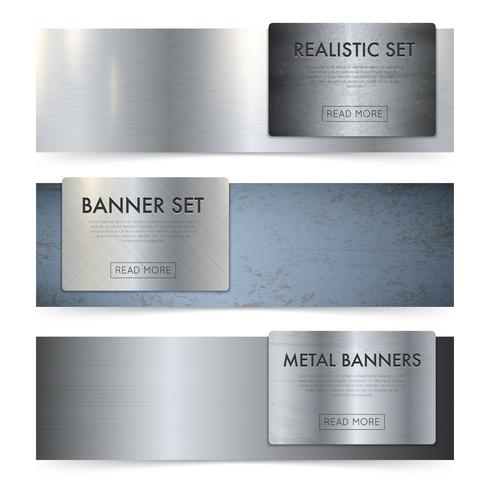 Metal Sheets Texture Realistic Banners Set vector