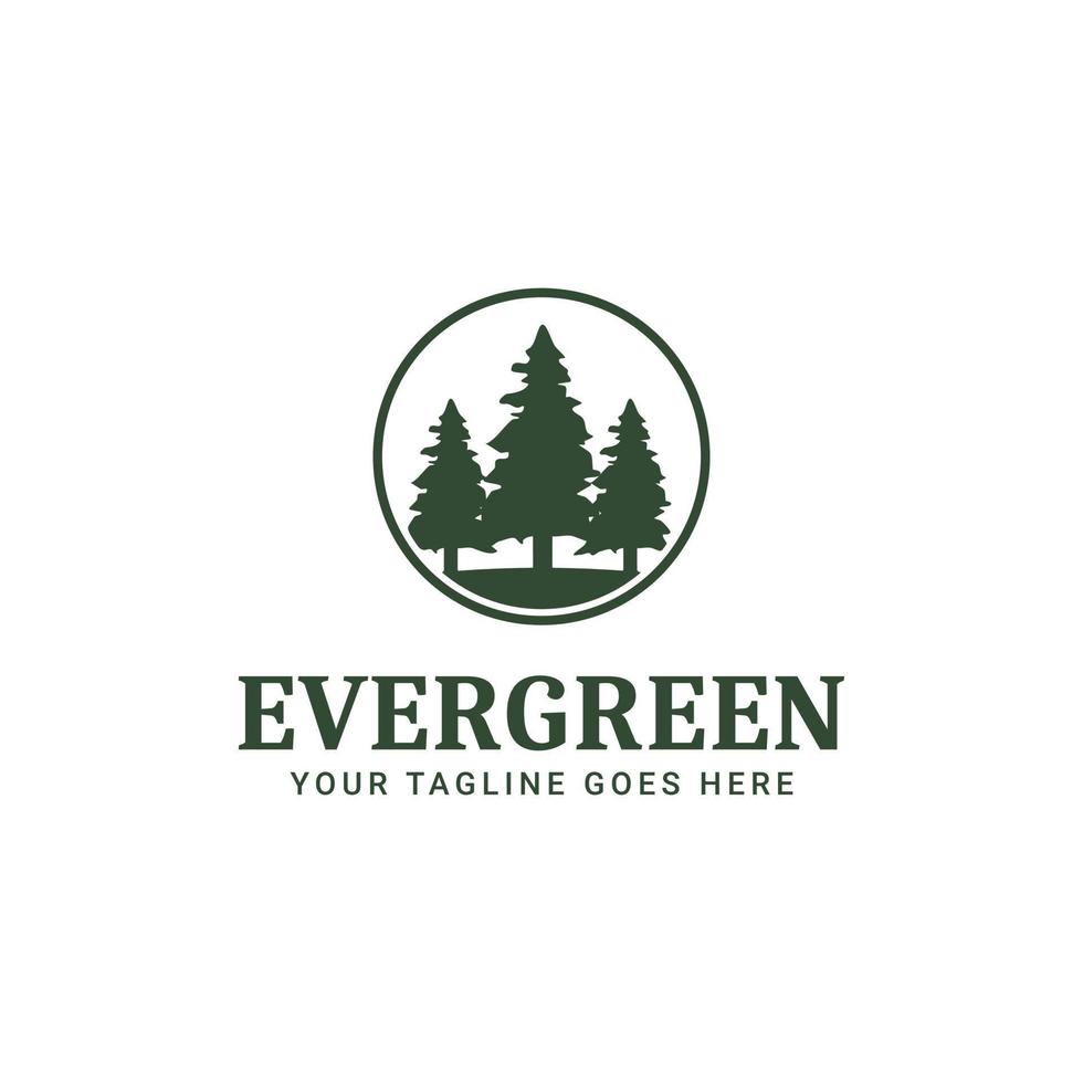 groenblijvende dennenboom logo ontwerp vector