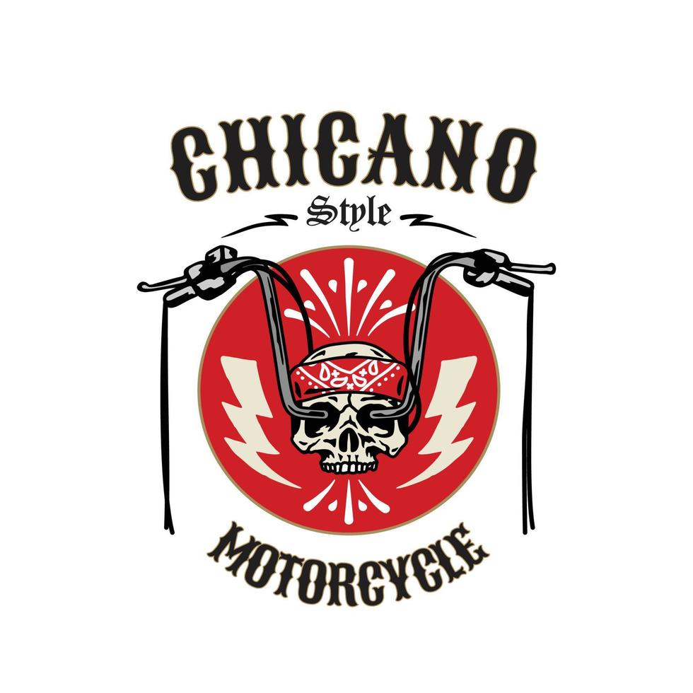 chicano vintage motorfiets garage logo badge illustratie vector