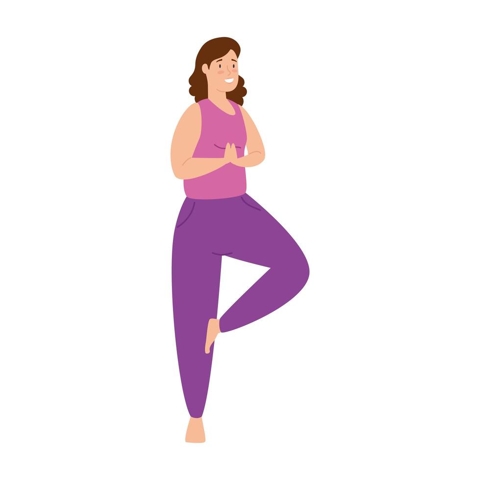 vrouw die yoga beoefent geïsoleerde icon vector