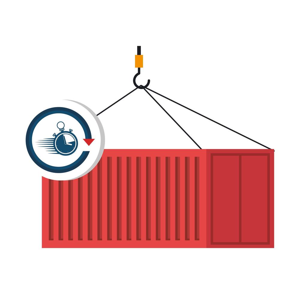 container metaal hangend met chronometer geïsoleerd pictogram vector