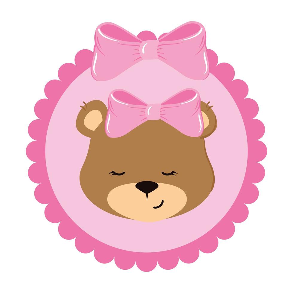 gezicht van schattige teddybeer vrouw in kant frame vector