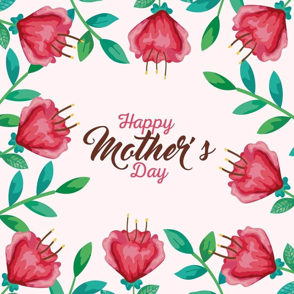 bloemen met bladeren frame van happy mothers day vector design