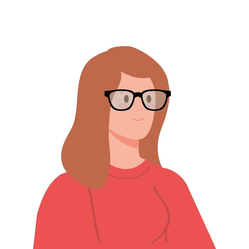 mooie vrouw met bril avatar karakter icoon vector