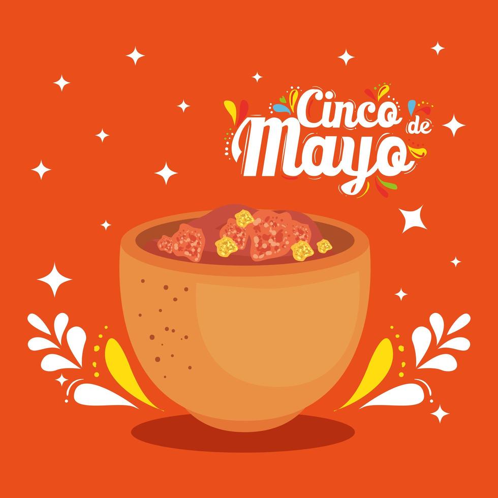 mexicaanse kom met cinco de mayo vectorontwerp vector