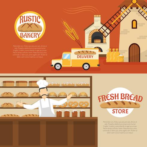 Bakkerij horizontale banners vector