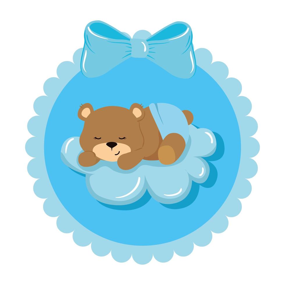 schattig teddybeerwijfje in kanten frame vector