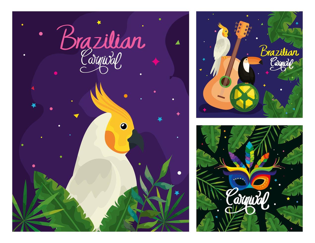 set poster van brazilië met decoratie vector