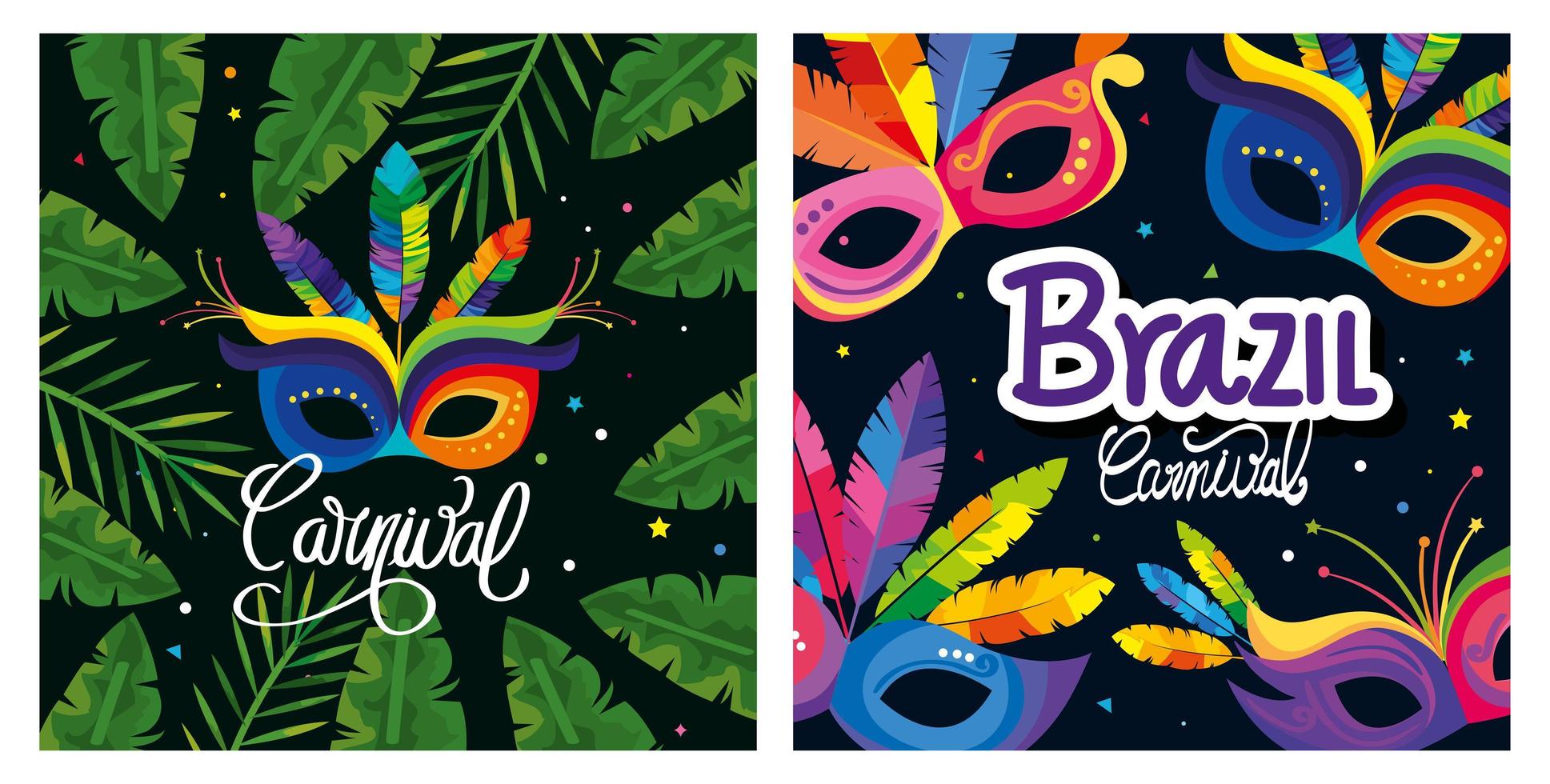 set poster van brazilië met decoratie vector