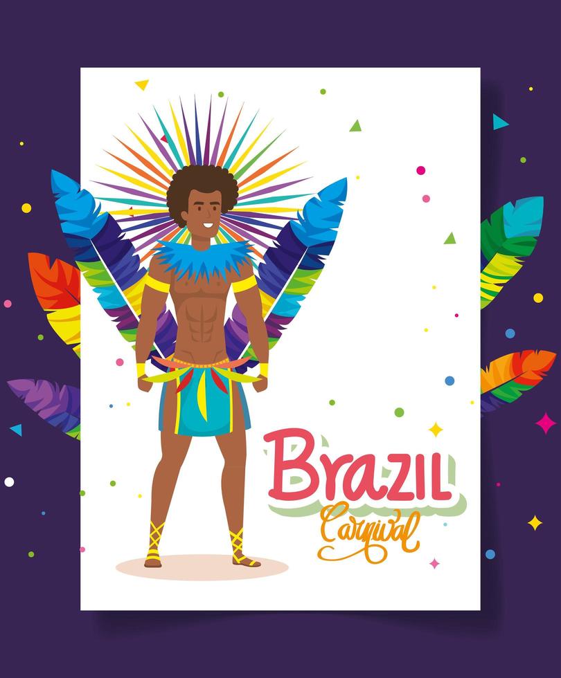 poster van brazilië carnaval met exotische danseres en decoratie vector