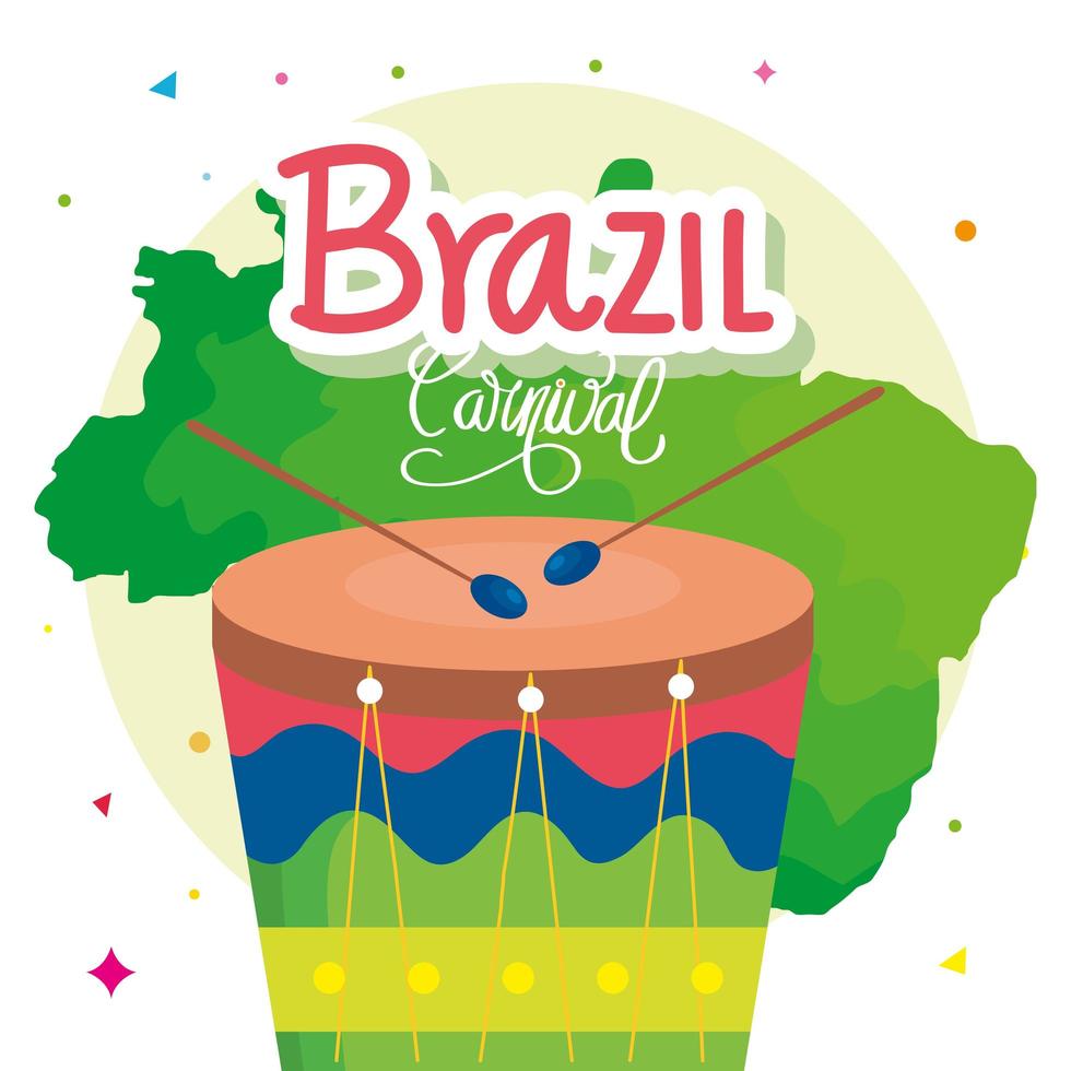 poster van carnaval brazilië met trommel en decoratie vector