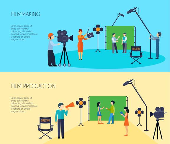 Filmmaking Proces 2 platte horizontale banners vector