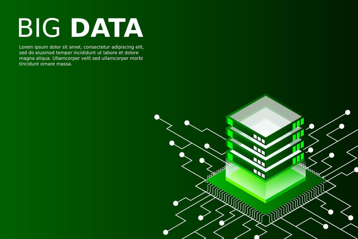 concept van big data-verwerkingsenergiestation van toekomstig serverruimterek datacenter vector