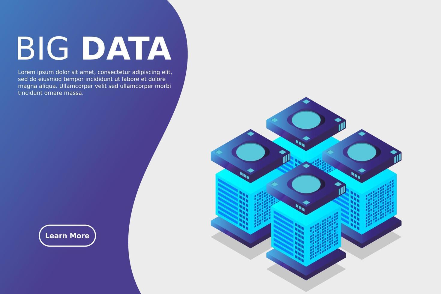 concept van big data-verwerkingsenergiestation van toekomstig serverruimterek datacenter vector