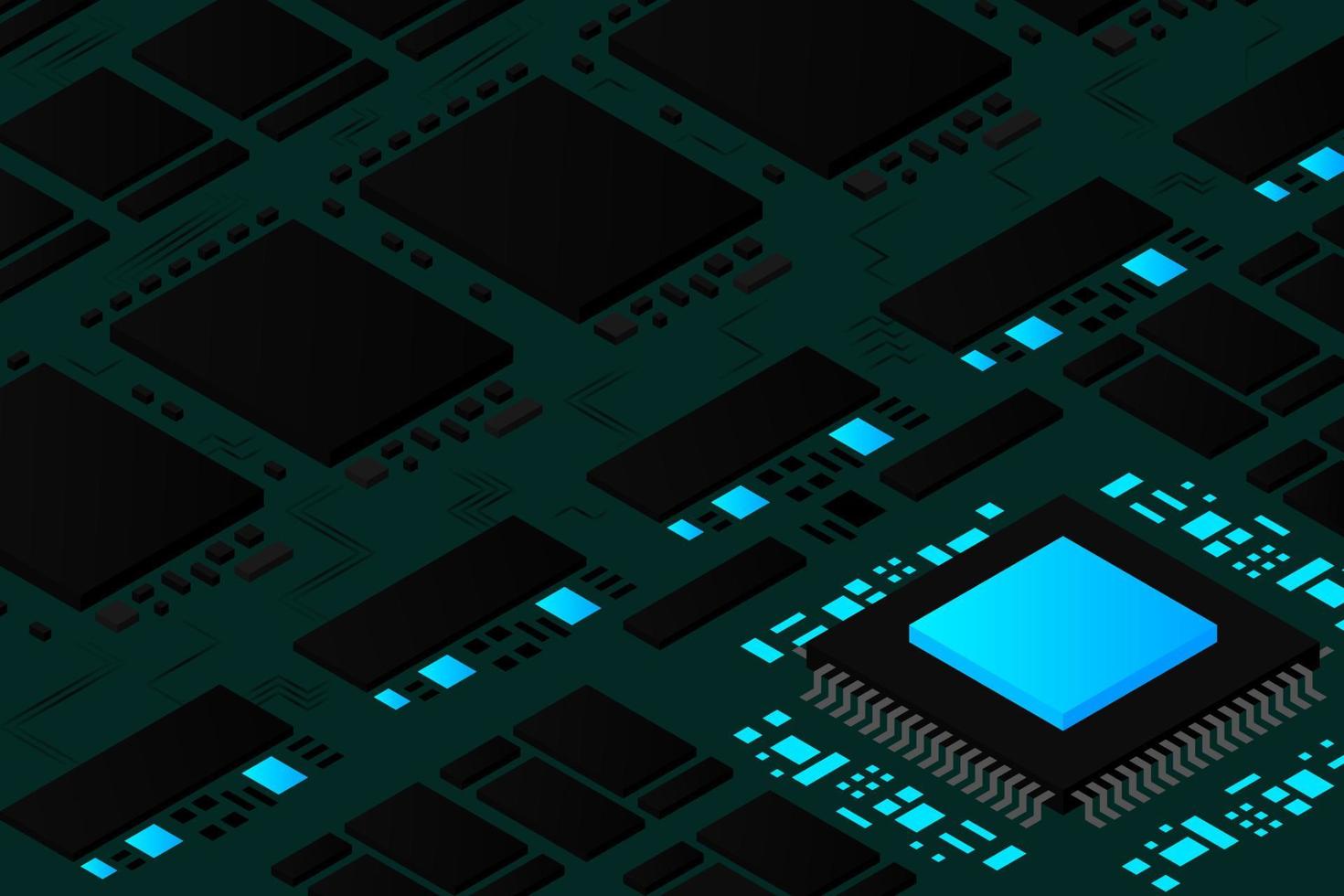 kunstmatige intelligentie micro-chip illustratie. kwantumcomputers. pc moederbord afbeelding achtergrond vector