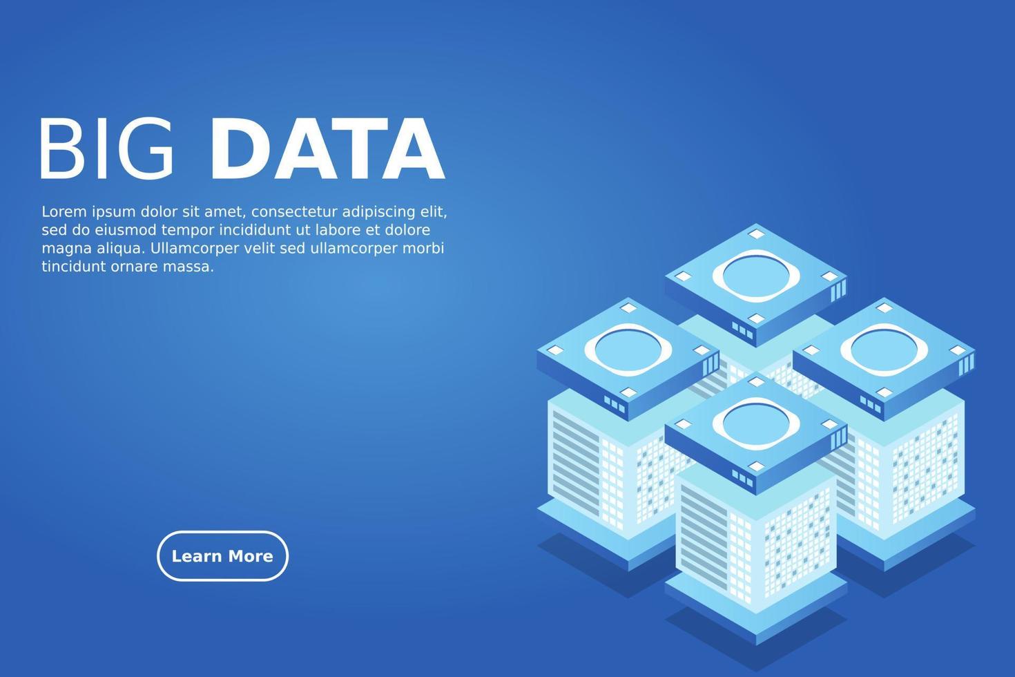 concept van big data-verwerkingsenergiestation van toekomstig serverruimterek datacenter vector