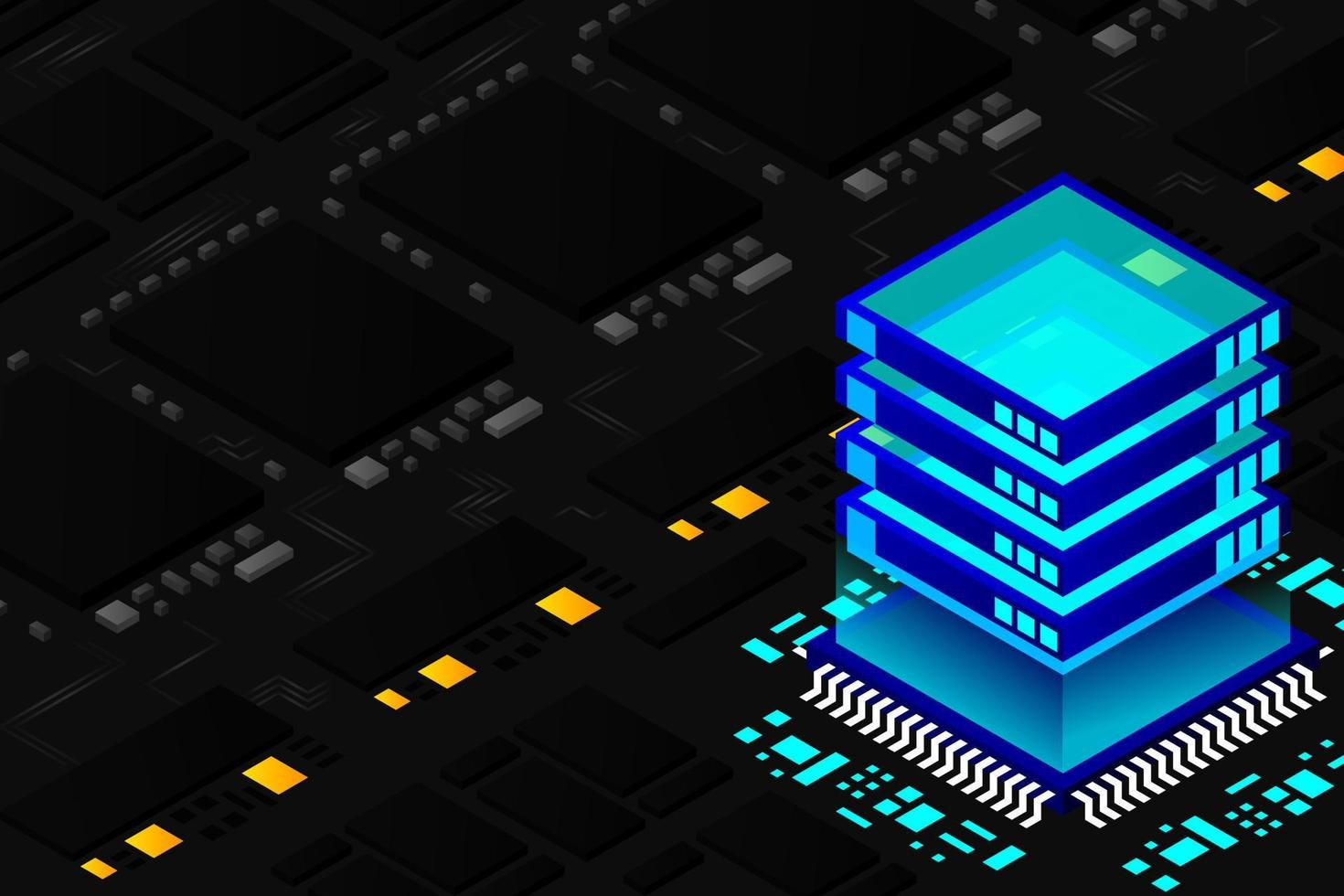 kunstmatige intelligentie micro-chip illustratie. kwantumcomputers. pc moederbord afbeelding achtergrond vector