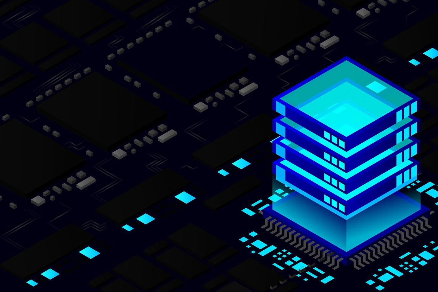 kunstmatige intelligentie micro-chip illustratie. kwantumcomputers. pc moederbord afbeelding achtergrond vector