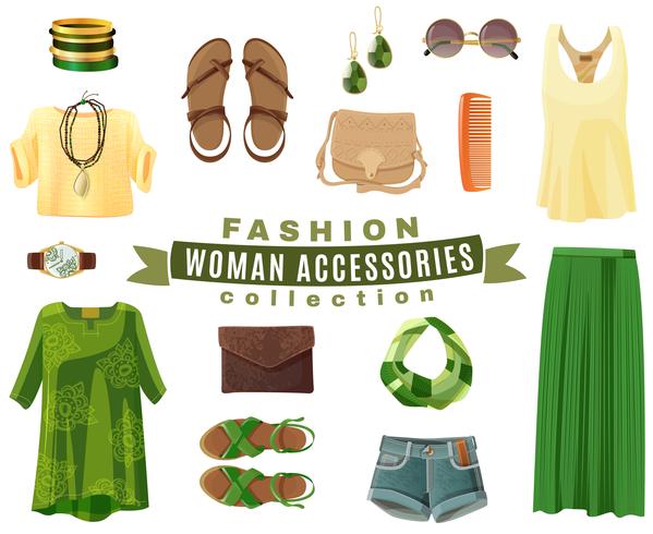 Mode vrouw accessoires collectie vector