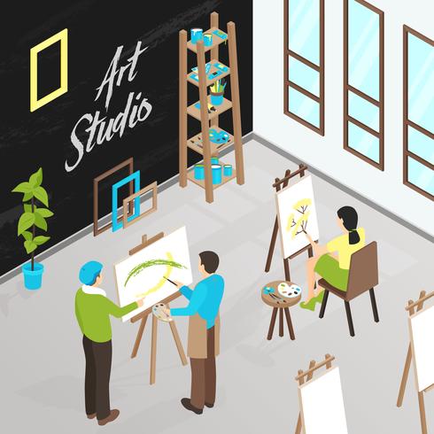 Art Studio isometrische illustratie vector