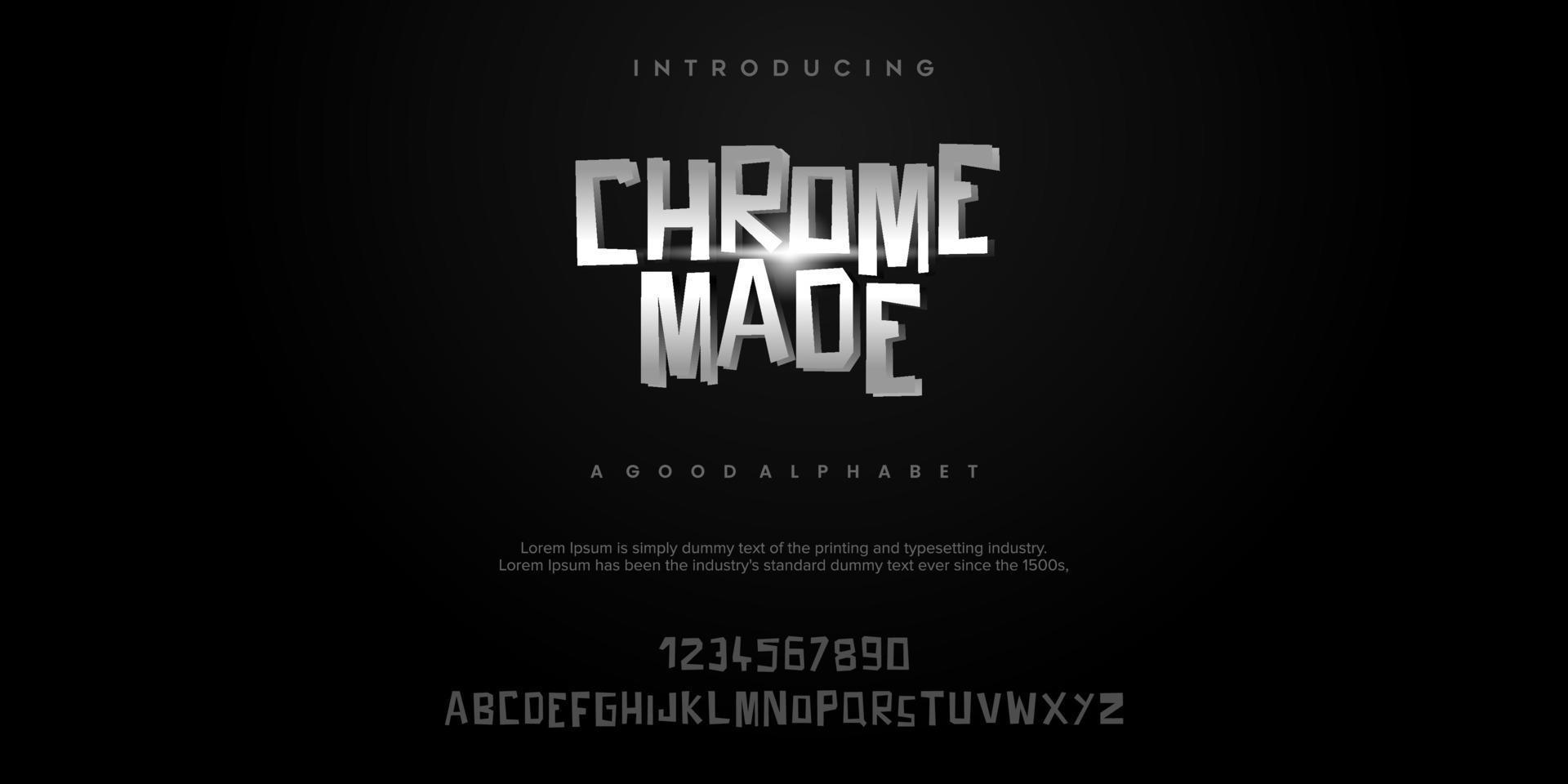 chroom gemaakt abstract mode lettertype alfabet vector