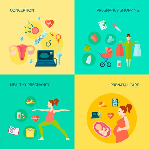 Zwangerschap Concept Icons Set vector