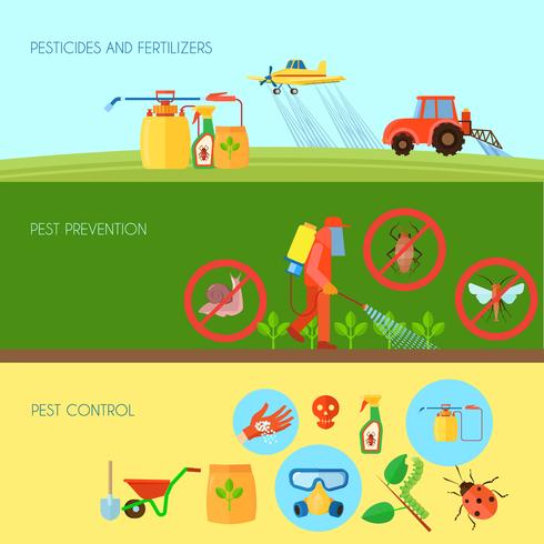 Pesticiden Banners Set vector