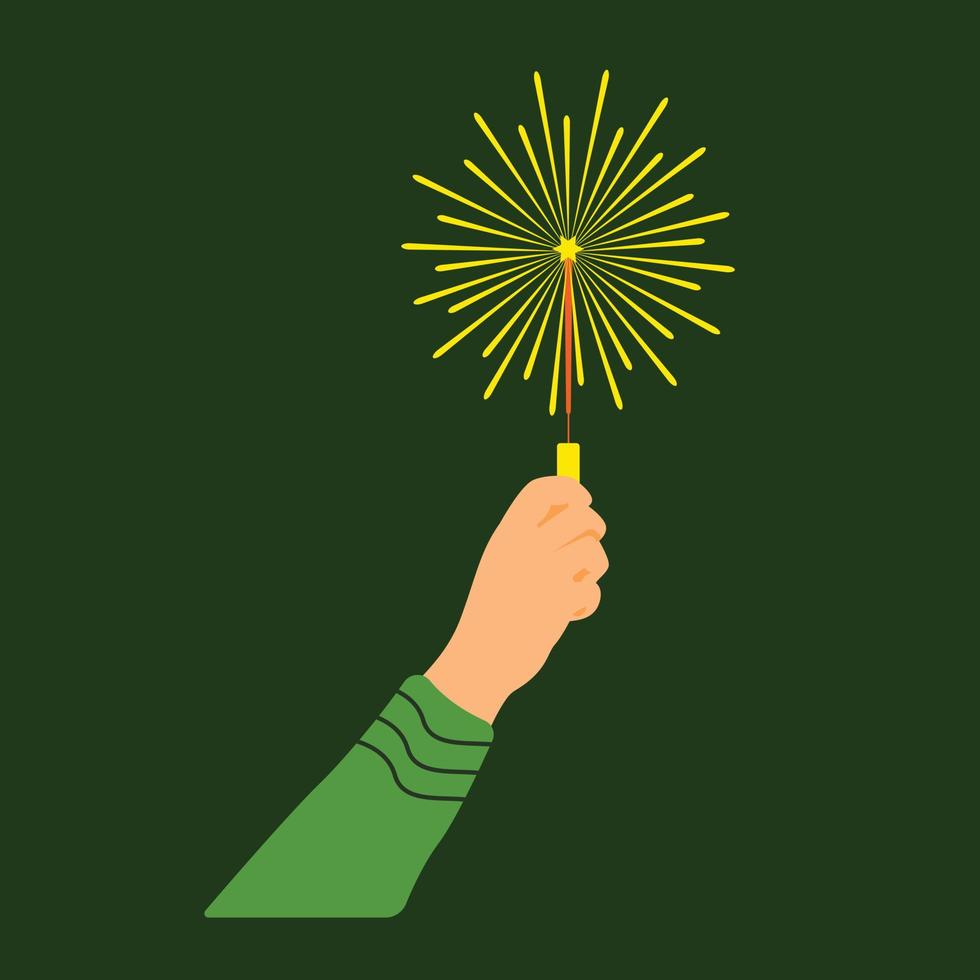 illustratie vector hand met vuurwerk