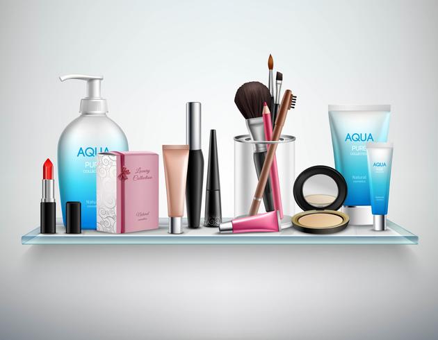 Make-up cosmetica accessoires plank realistische afbeelding vector