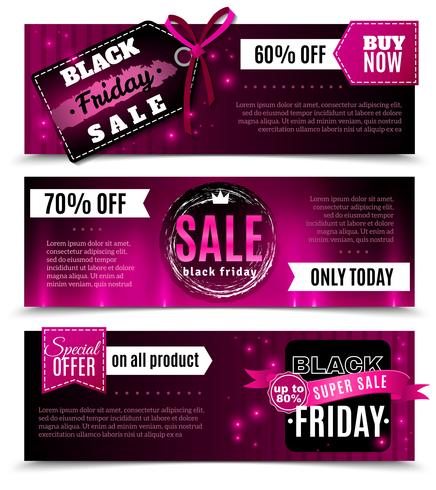 Black Friday-verkoop Horizontale Banners vector