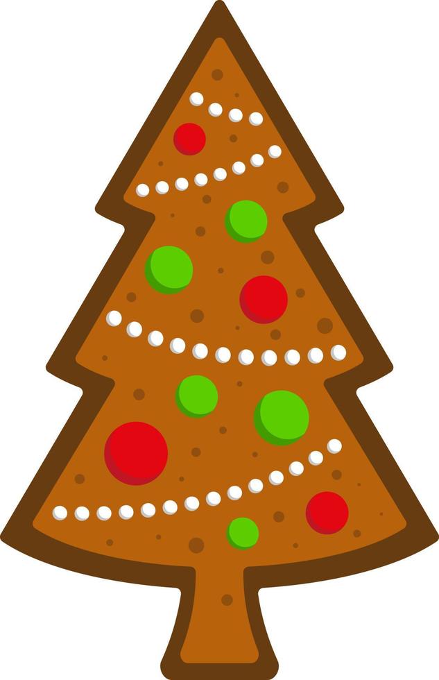 nieuwjaar of kerst peperkoek kerstboom koekje met decorartion vector