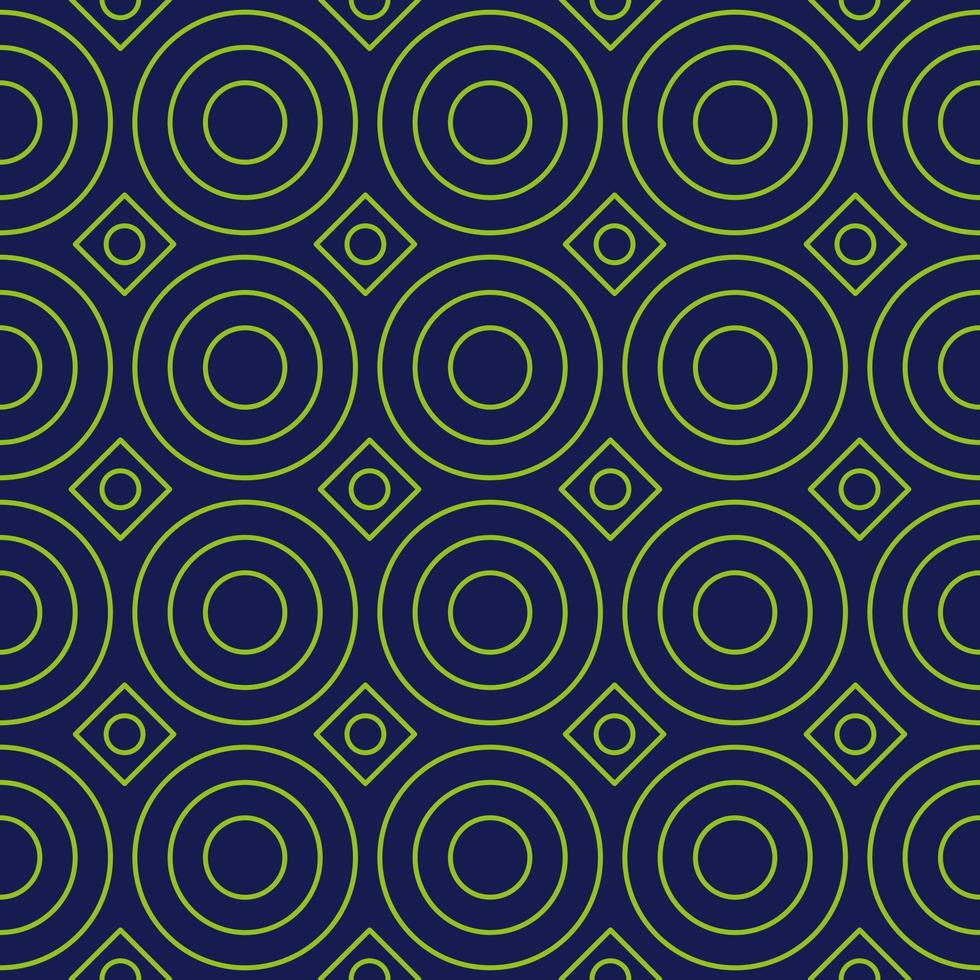 abstract geometrisch patroon met cirkels en vierkanten. een naadloze achtergrond. groene en donkerblauwe textuur vector