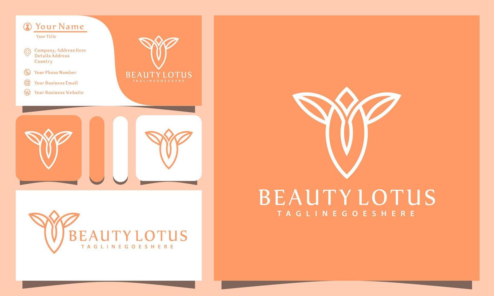 bloem schoonheid lotus minimalistische elegante logo ontwerp vectorillustratie met lijn kunststijl, modern bedrijf sjabloon voor visitekaartjes vector